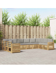 Set di divani da esterno 10 pcs Bianco e Grigio Chiaro