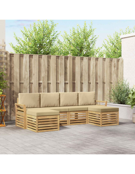 Set di divani da esterno 6 pcs Bianco e Beige