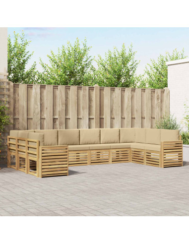 Set di divani da esterno 10 pcs Bianco e Beige