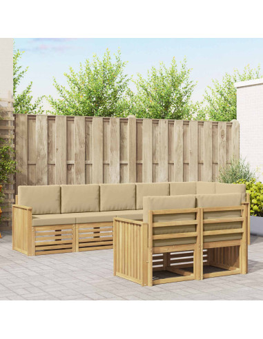 Set di divani da esterno 8 pcs Bianco e Beige