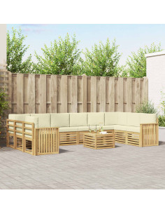 Set di divani da esterno 11 pcs Bianco e Crema 59 x 59 x 37 cm