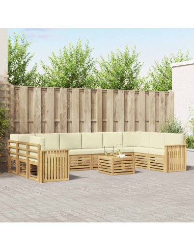 Set di divani da esterno 11 pcs Bianco e Crema 59 x 59 x 37 cm