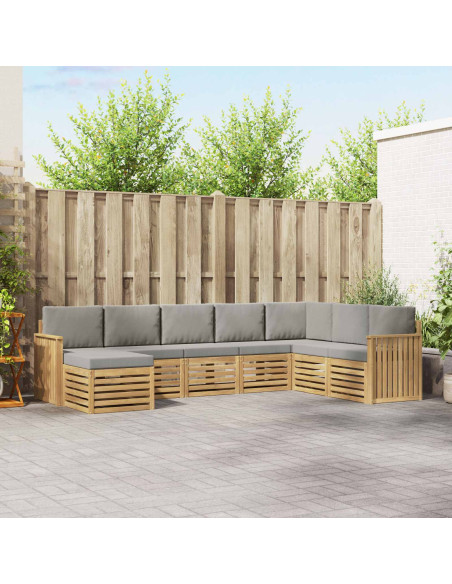 Set di divani da esterno 8 pcs Bianco e Grigio Chiaro