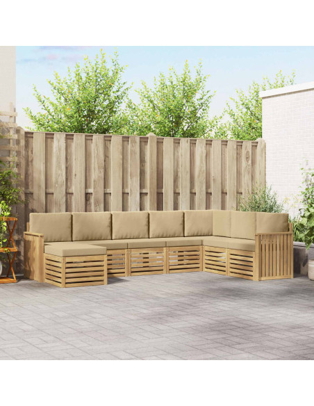 Set di divani da esterno 8 pcs Bianco e Beige