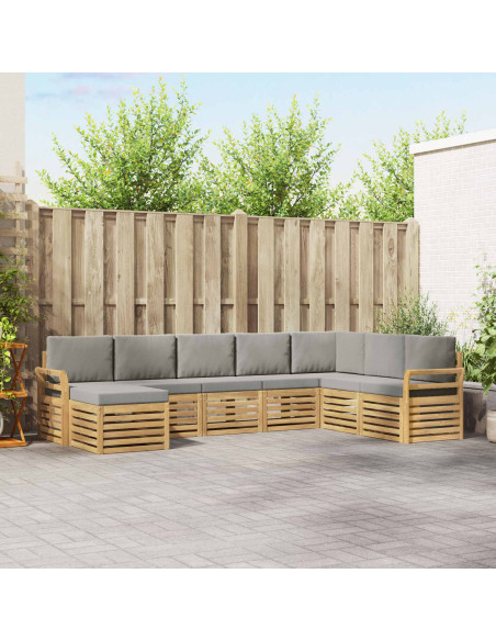 Set di divani da esterno 8 pcs Bianco e Grigio Chiaro