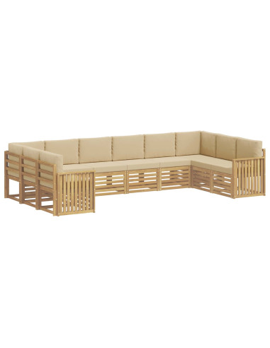Set di divani da esterno 10 pcs Bianco e Beige
