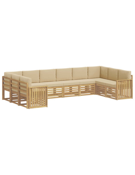 Set di divani da esterno 10 pcs Bianco e Beige
