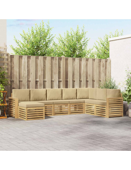Set di divani da esterno 8 pcs Bianco e Beige