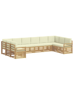 Set di divani da esterno 10 pcs Bianco e Crema 2