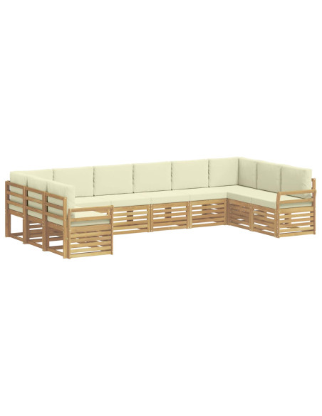 Set di divani da esterno 10 pcs Bianco e Crema