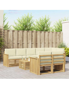 Set di divani da esterno 9 pcs Bianco e Crema 59 x 59 x 37 cm