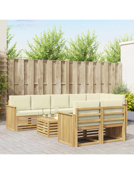 Set di divani da esterno 9 pcs Bianco e Crema 59 x 59 x 37 cm