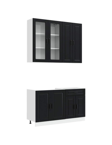 Unità Cucina PORTO 4 pcs Nero Legno ingegnerizzato