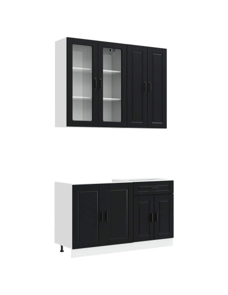 Unità Cucina PORTO 4 pcs Nero Legno ingegnerizzato