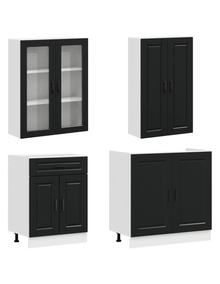 Unità Cucina PORTO 4 pcs Nero Legno ingegnerizzato