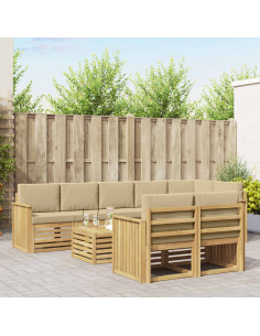 Set di divani da esterno 9 pcs Bianco e Beige 59 x 59 x 37 cm