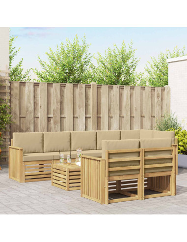 Set di divani da esterno 9 pcs Bianco e Beige 59 x 59 x 37 cm