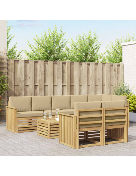 Set di divani da esterno 9 pcs Bianco e Beige 59 x 59 x 37 cm