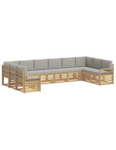 Set di divani da esterno 10 pcs Bianco e Grigio Chiaro 2