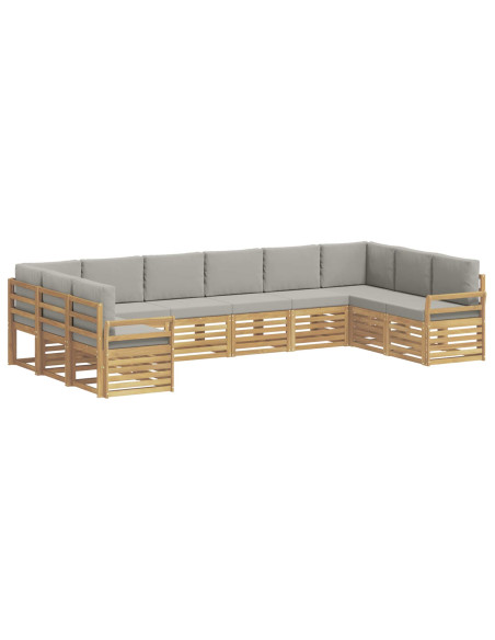 Set di divani da esterno 10 pcs Bianco e Grigio Chiaro