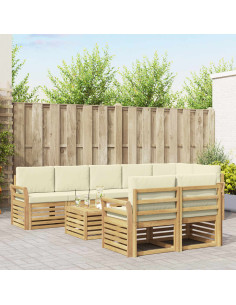 Set di divani da esterno 9 pcs Bianco e Crema 59 x 59 x 37 cm