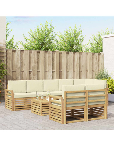 Set di divani da esterno 9 pcs Bianco e Crema 59 x 59 x 37 cm