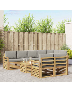 Set di divani da esterno 9 pcs Bianco e Grigio Chiaro