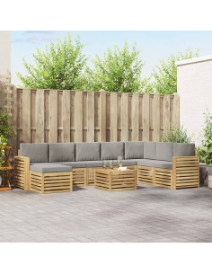 Set di divani da esterno 9 pcs Bianco e Grigio Chiaro