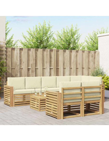 Set di divani da esterno 9 pcs Bianco e Crema 59 x 59 x 37 cm