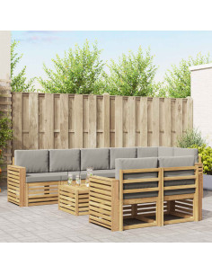 Set di divani da esterno 9 pcs Bianco e Grigio Chiaro