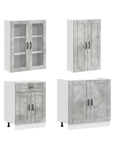 Unità Cucina PORTO 4 pcs Grigio Cemento Legno ingegnerizzato