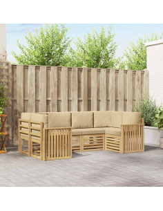 Set di divani da esterno 6 pcs Bianco e Beige