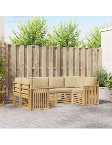 Set di divani da esterno 6 pcs Bianco e Beige