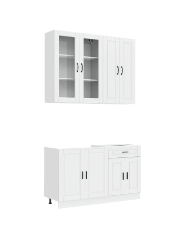 Unità Cucina PORTO 4 pcs Bianco Lucido Legno ingegnerizzato