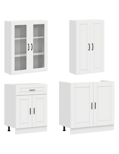 Unità Cucina PORTO 4 pcs Bianco Lucido Legno ingegnerizzato