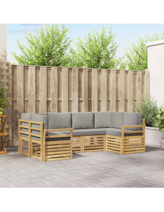 Set di divani da esterno 6 pcs Bianco e Grigio Chiaro
