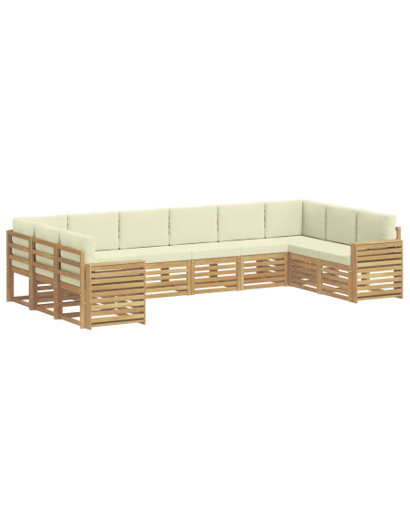 Set di divani da esterno 10 pcs Bianco e Crema