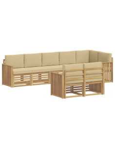 Set di divani da esterno 8 pcs Bianco e Beige 2