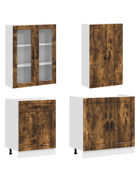 Unità Cucina PORTO 4 pcs Rovere Fumo Legno ingegnerizzato