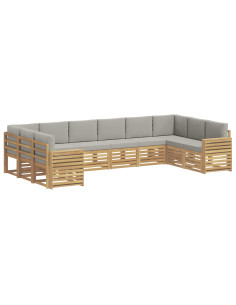 Set di divani da esterno 10 pcs Bianco e Grigio Chiaro 2