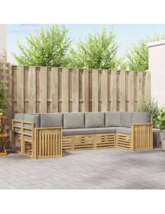 Set di divani da esterno 7 pcs Bianco e Grigio Chiaro