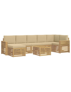 Set di divani da esterno 8 pcs Bianco e Beige 59 x 59 x 37 cm 2