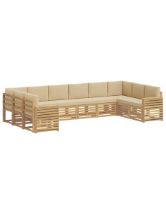 Set di divani da esterno 10 pcs Bianco e Beige 2