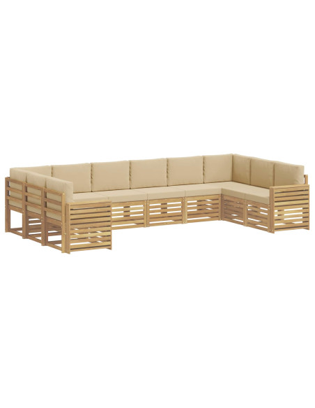 Set di divani da esterno 10 pcs Bianco e Beige
