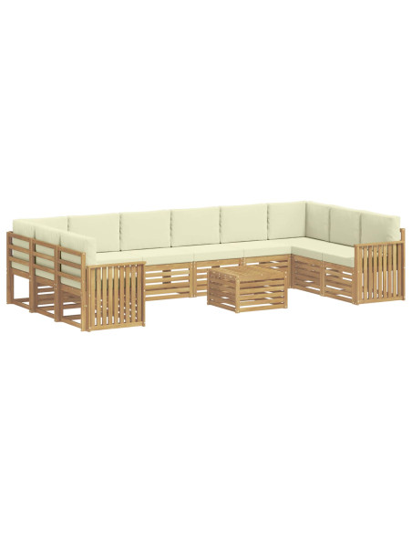 Set di divani da esterno 11 pcs Bianco e Crema 59 x 59 x 37 cm