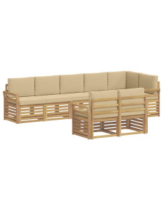 Set di divani da esterno 8 pcs Bianco e Beige 2