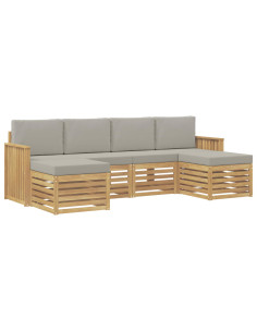 Set di divani da esterno 6 pcs Bianco e Grigio Chiaro 2