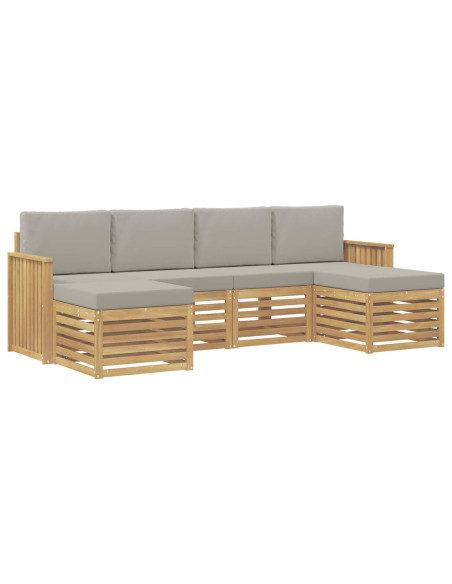 Set di divani da esterno 6 pcs Bianco e Grigio Chiaro