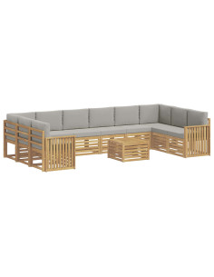 Set di divani da esterno 11 pcs Bianco e Grigio Chiaro 2