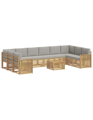 Set di divani da esterno 11 pcs Bianco e Grigio Chiaro